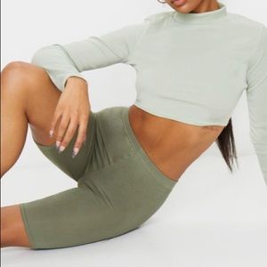 NWT PLT Army Green Biker Shorts